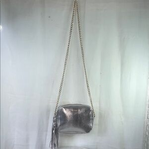 Victoria's Secret Silver Crossbody Bag with Gold Chain